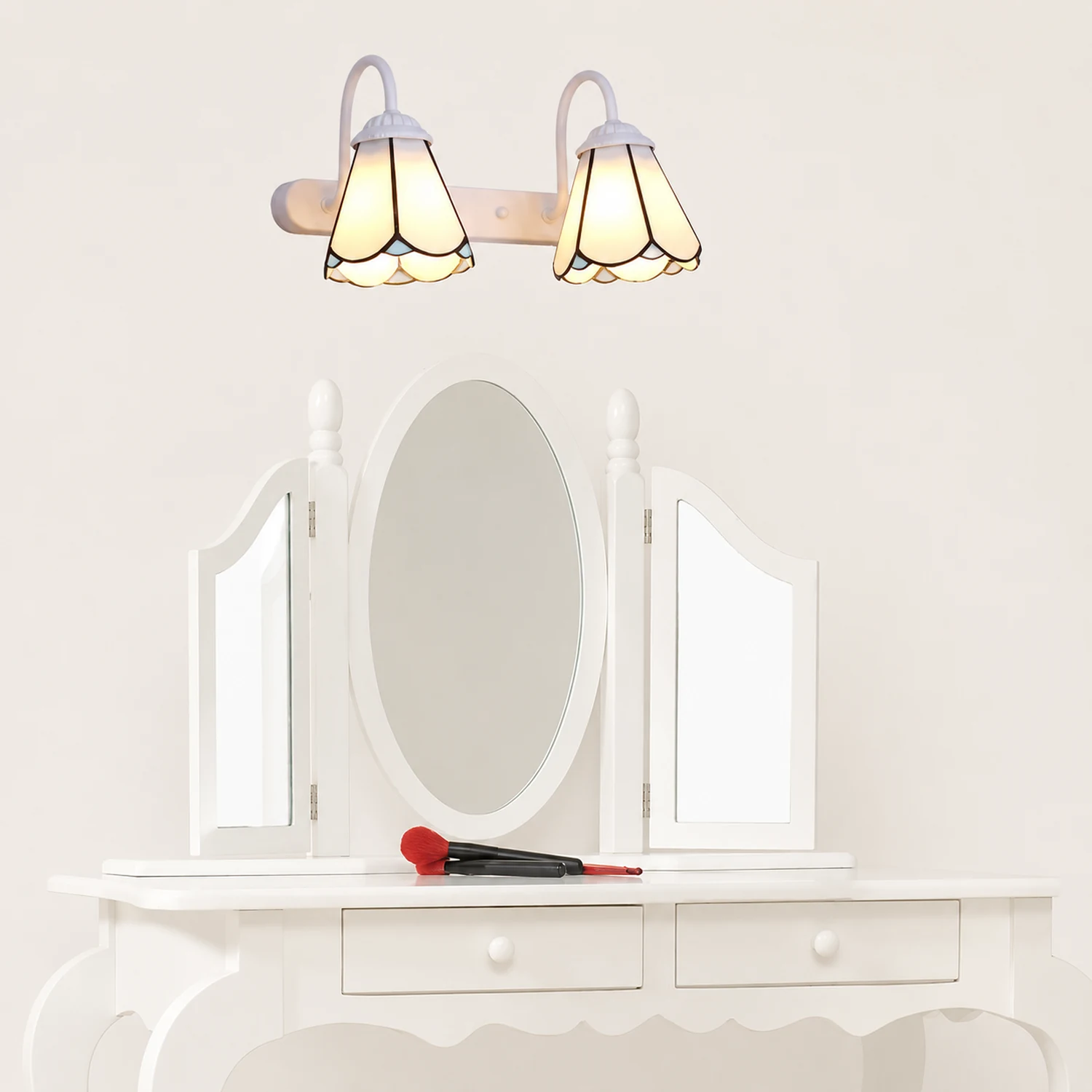 Baxter Tiffany Spiegel Front Vanity Wandleuchte, 5 Stile, 3 Farben, 33CM Lang - Lumpaz