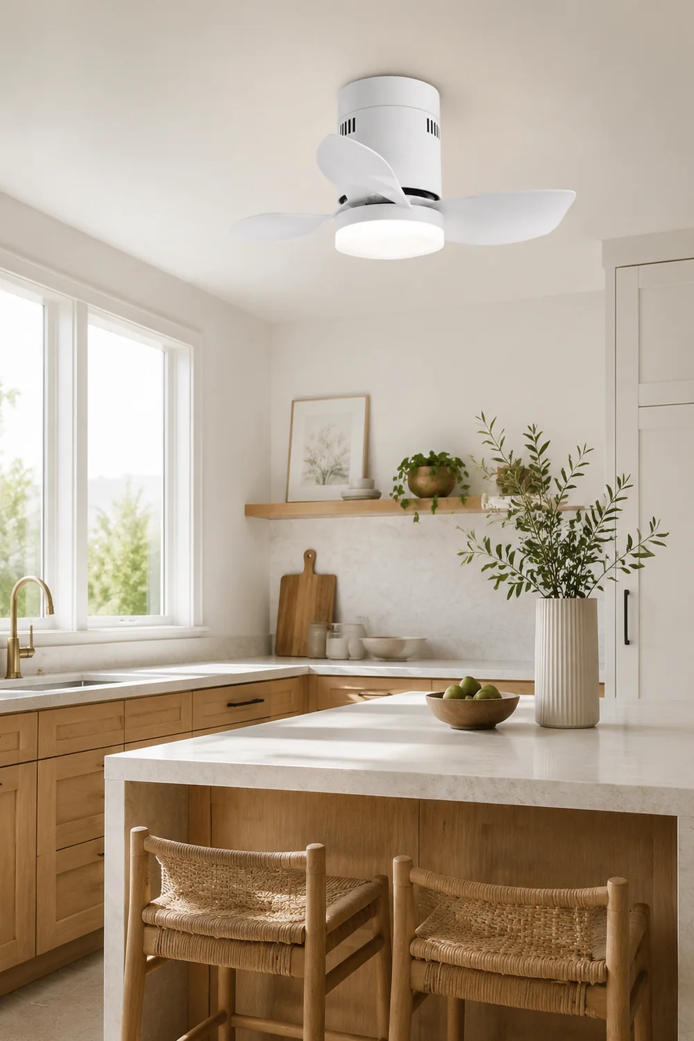 Walters 3-Blatt Weiße Deckenventilator mit Beleuchtung, 2 Farben, ∅60CM - Lumpaz