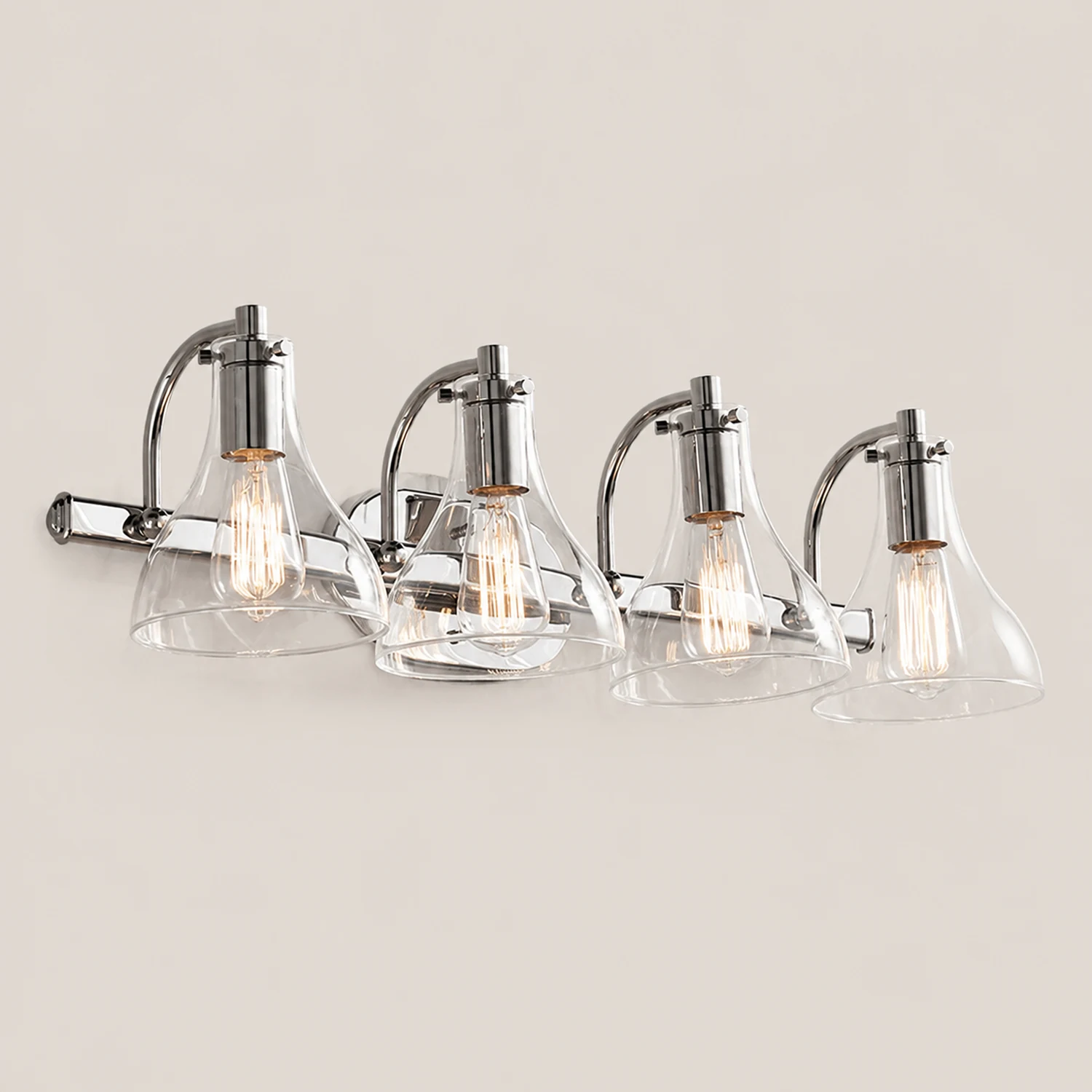 Eyrn Chrom Spiegelfront Waschtisch-Wandleuchte, 3/4-flammig, 52/70CM Lang - Lumpaz