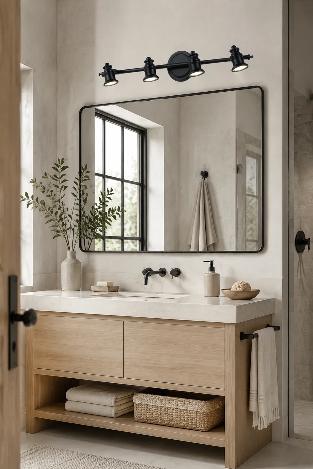Alessio Schwarzer Spiegel Front Vanity Wandleuchte, 2/3/4-flammig - Lumpaz