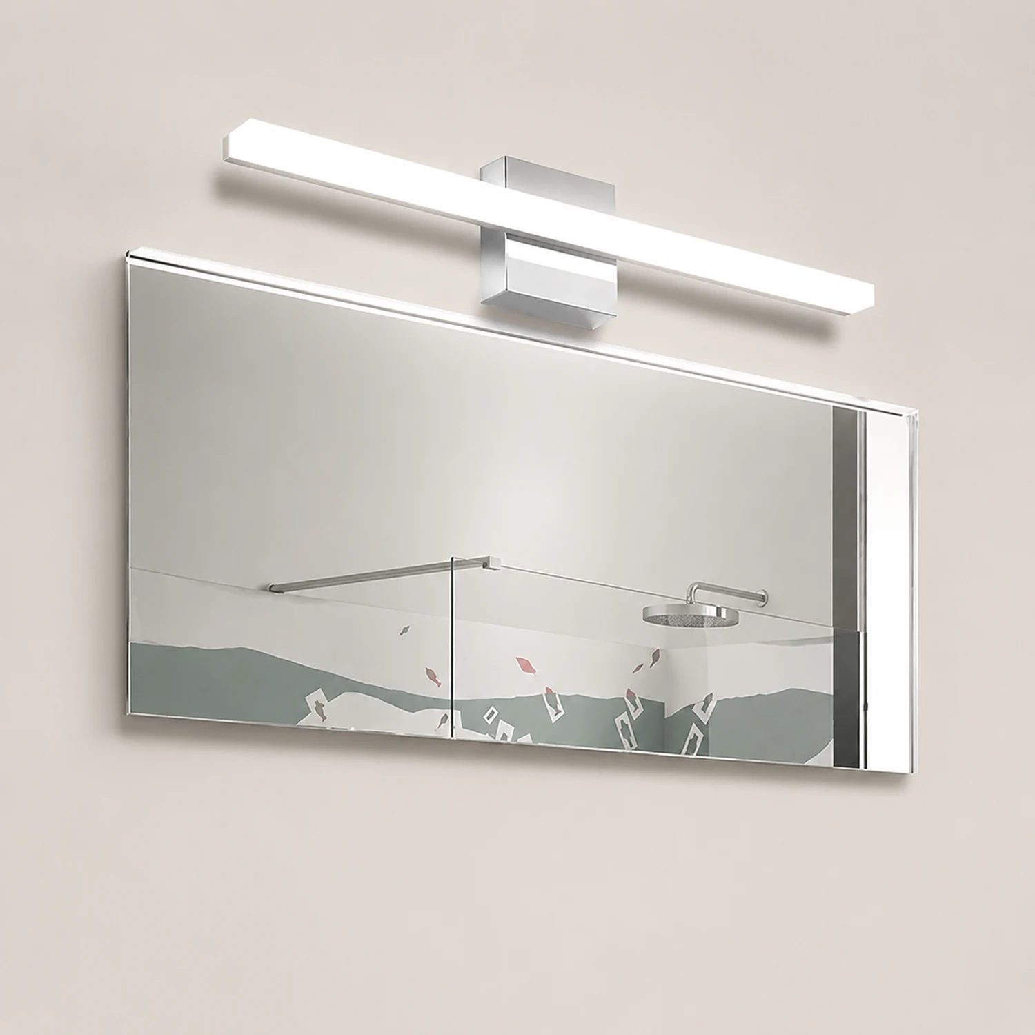 Edge Spiegelfront Waschtisch-Wandleuchte, Quadratisch & Linear, Metall, 40CM Lang - Lumpaz