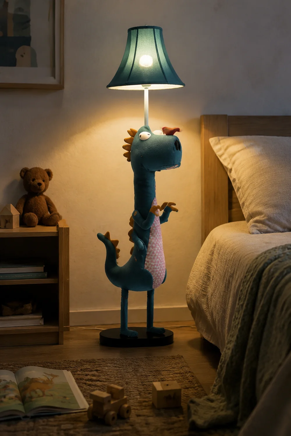 Minori Stehleuchte in Blaue Dinosaurier-Form, Metall, 130CM Lang - Lumpaz