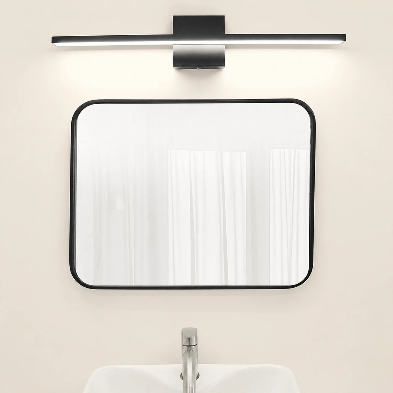 Edge Spiegelfront Waschtisch-Wandleuchte, Quadratisch & Linear, Metall, 40CM Lang - Lumpaz