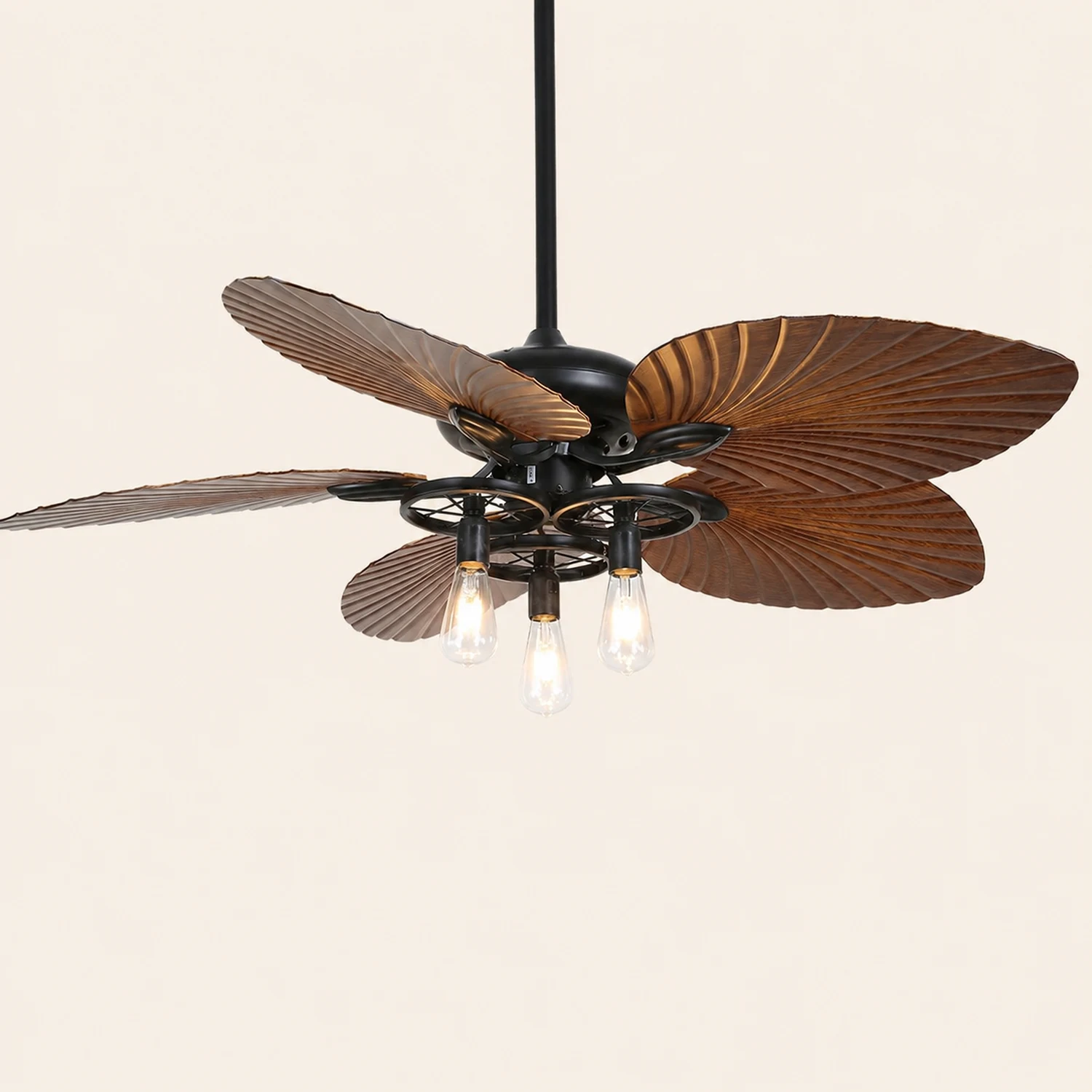 Ross 5-Blatt-Deckenventilator mit Beleuchtung/ w Laterne, 1/3/5 -flammig, ∅132CM - Lumpaz