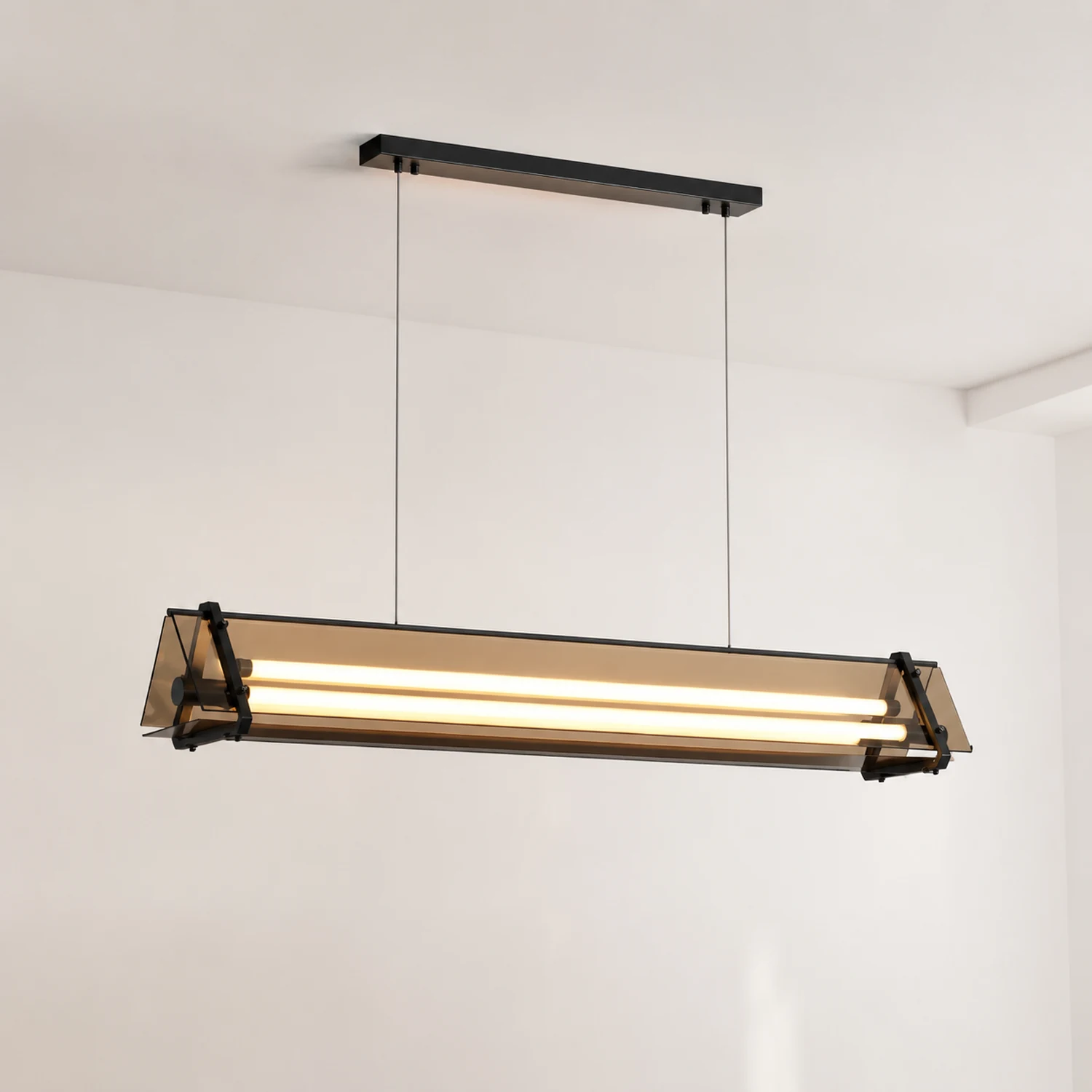 Edge Industrielle Dreieckige Pendelleuchte, Metall & Glas - Lumpaz