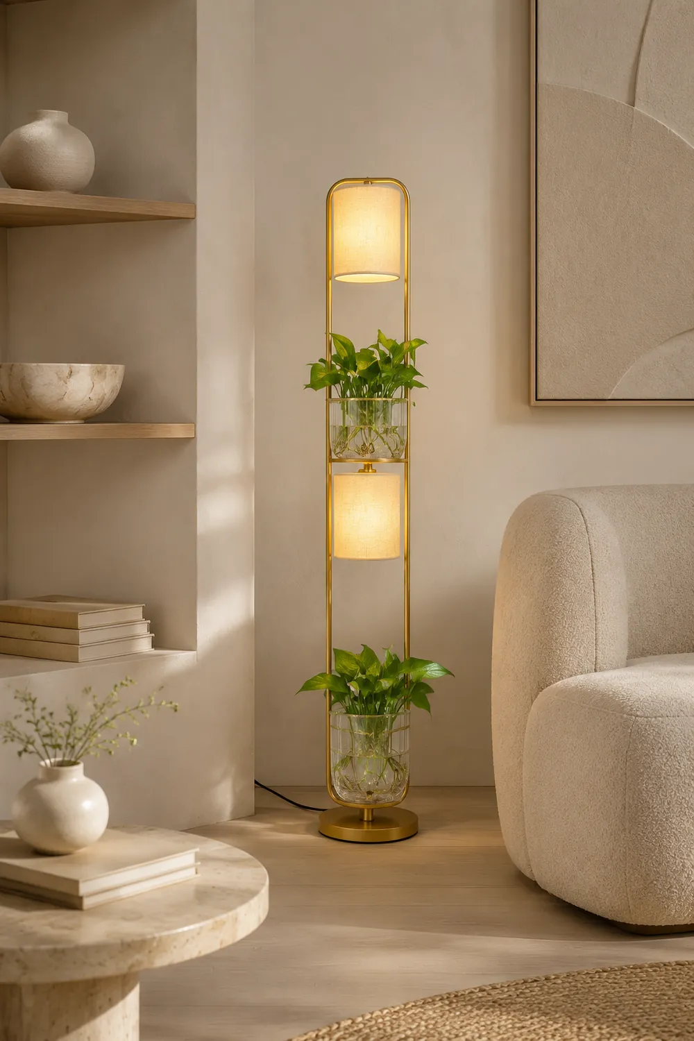 Eryn Zylinder Stehlampe Mit Blumentopf, 2-flammig, 125CM Lang - Lumpaz