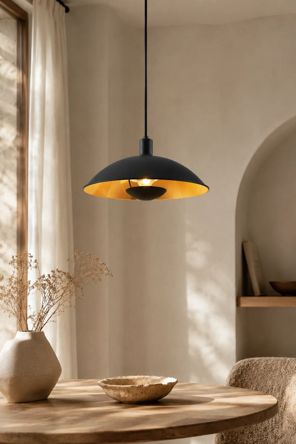 Carins Schwarz & Gold Pendelleuchte, ∅30/40CM - Lumpaz