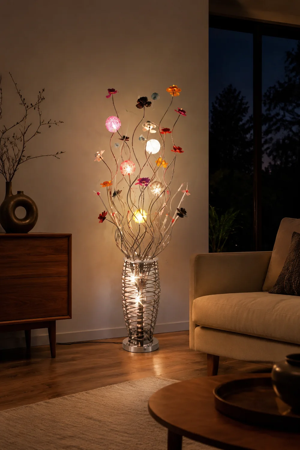 Bella Blumenvase Silberne Stehlampe, 150CM Lang - Lumpaz