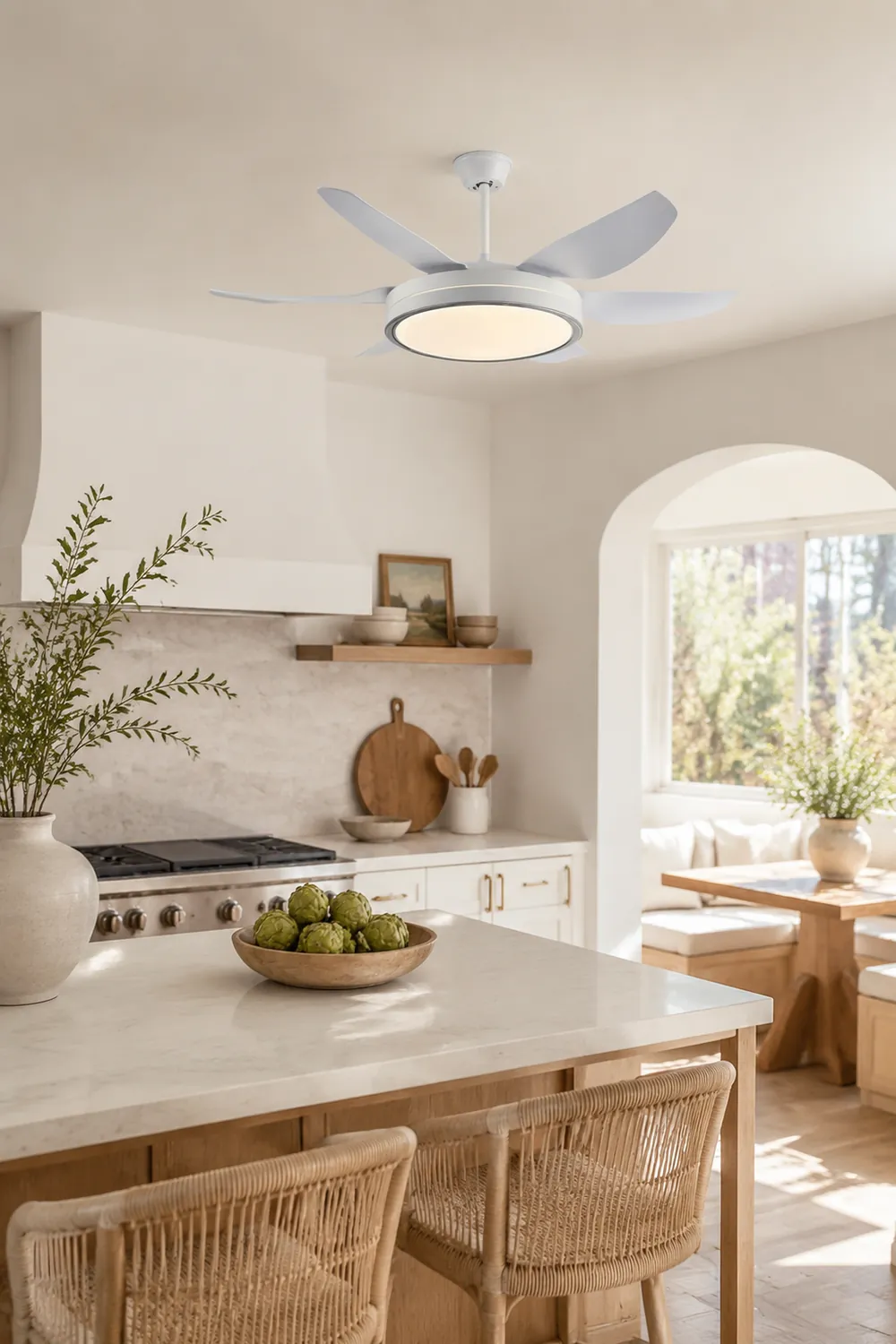 Haydn Weißer 6-Blatt-Deckenventilator mit Beleuchtung Grundlegend , ∅130CM - Lumpaz