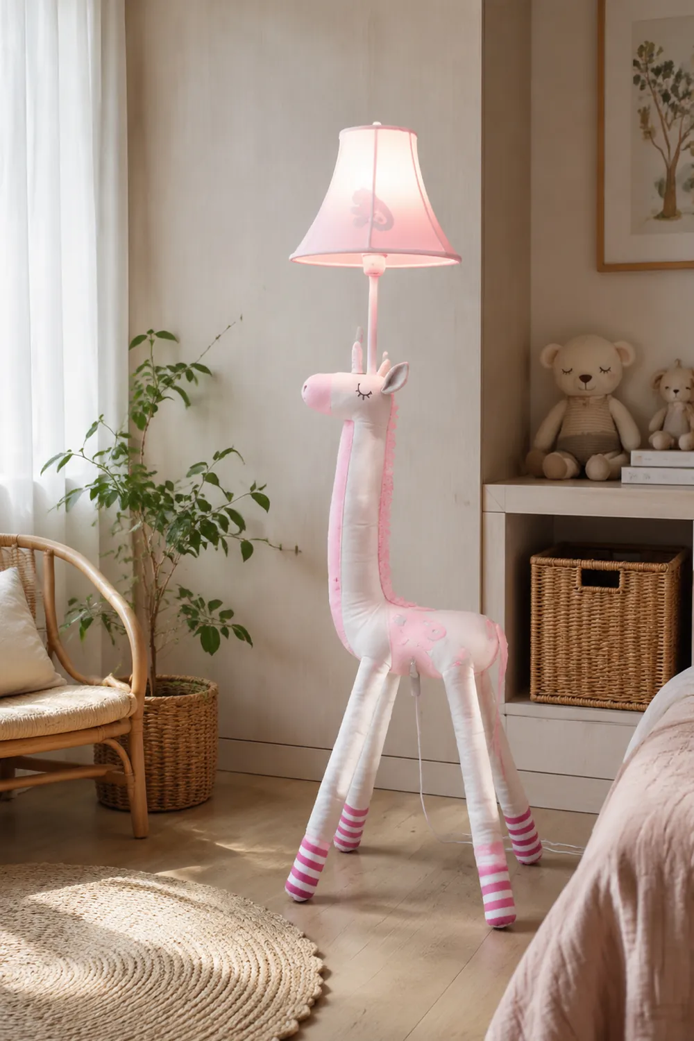 Minori Plüsche Stehleuchte in Einhornform, Metall, 130CM Lang - Lumpaz