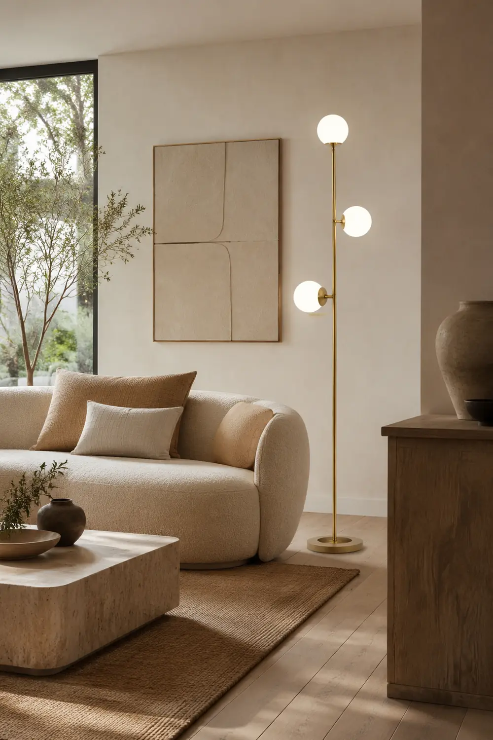 Valentina Stehlampe, 3-flammig, Messing & Glas, 160CM Lang - Lumpaz