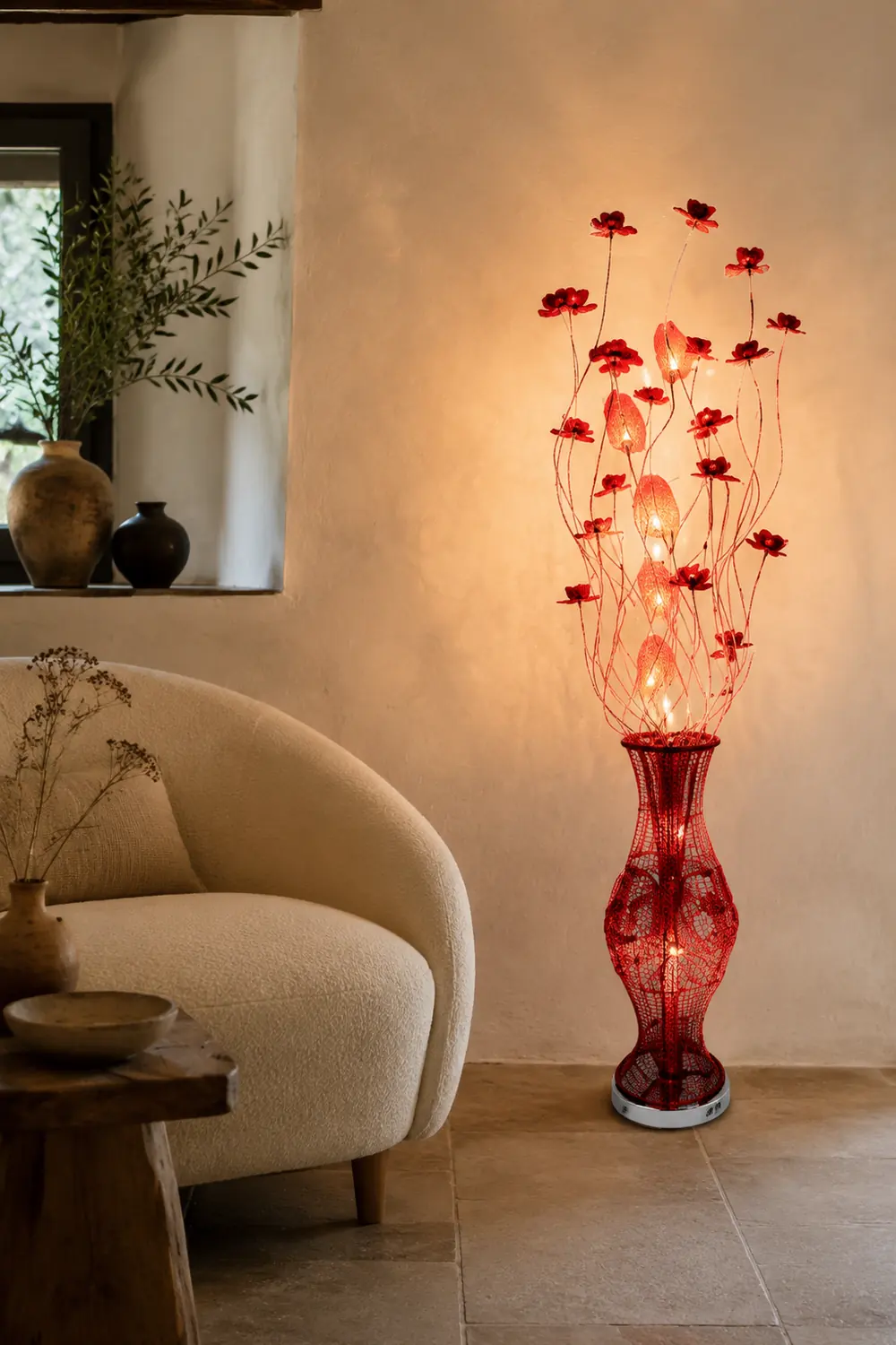 Bella Blumenvase Rote Stehlampe, 150CM Lang - Lumpaz