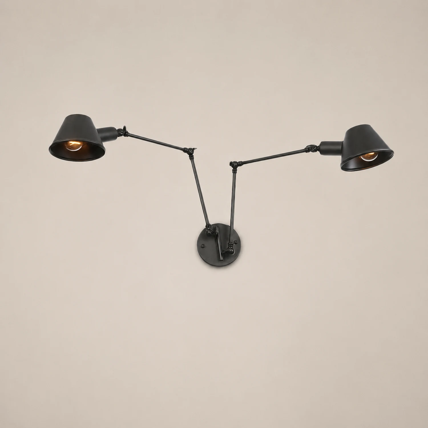 Brady Verstellbare schwarze Wandleuchte, 2/3 flammig, 10CM Lang - Lumpaz