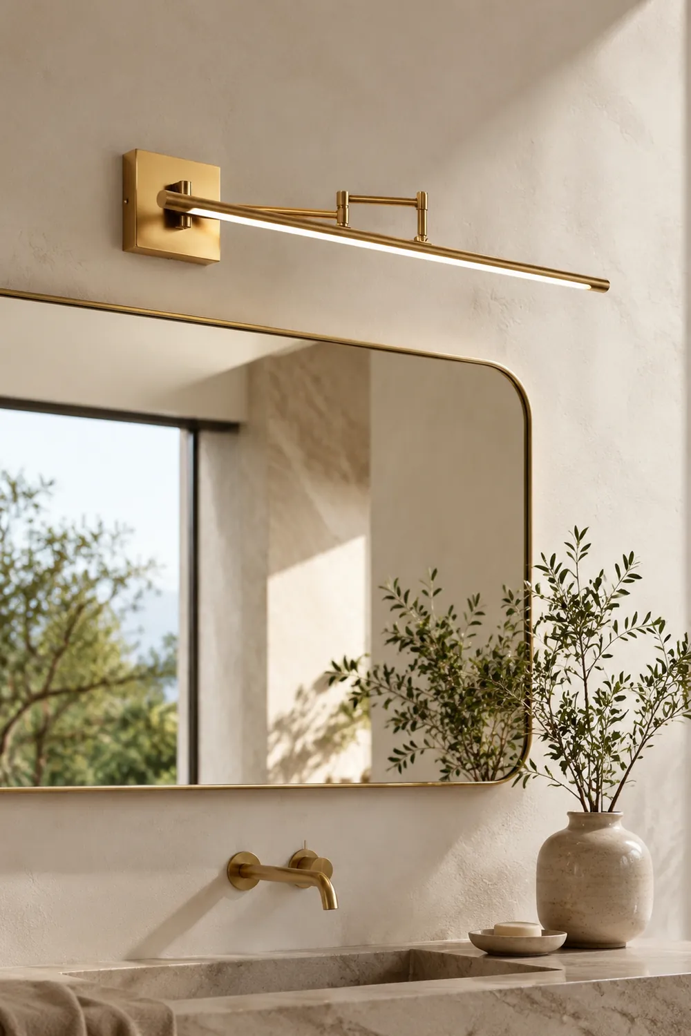 Edge Verstellbare Spiegelfront Waschtisch-Wandleuchte, Metall, 40/60/80CM Lang - Lumpaz