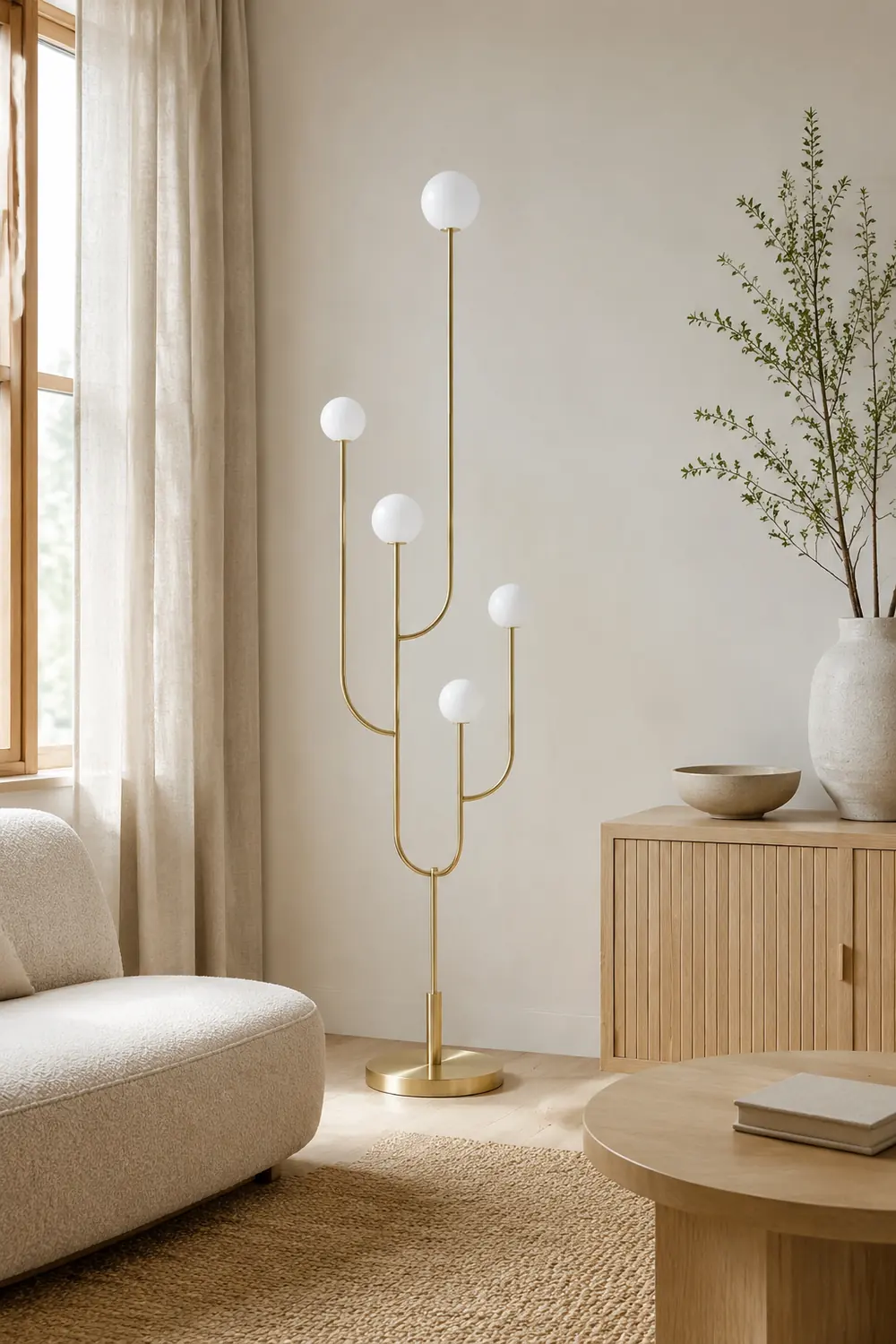 Valentina Kaktus Stehlampe, Messing & Glas, 180CM Lang - Lumpaz