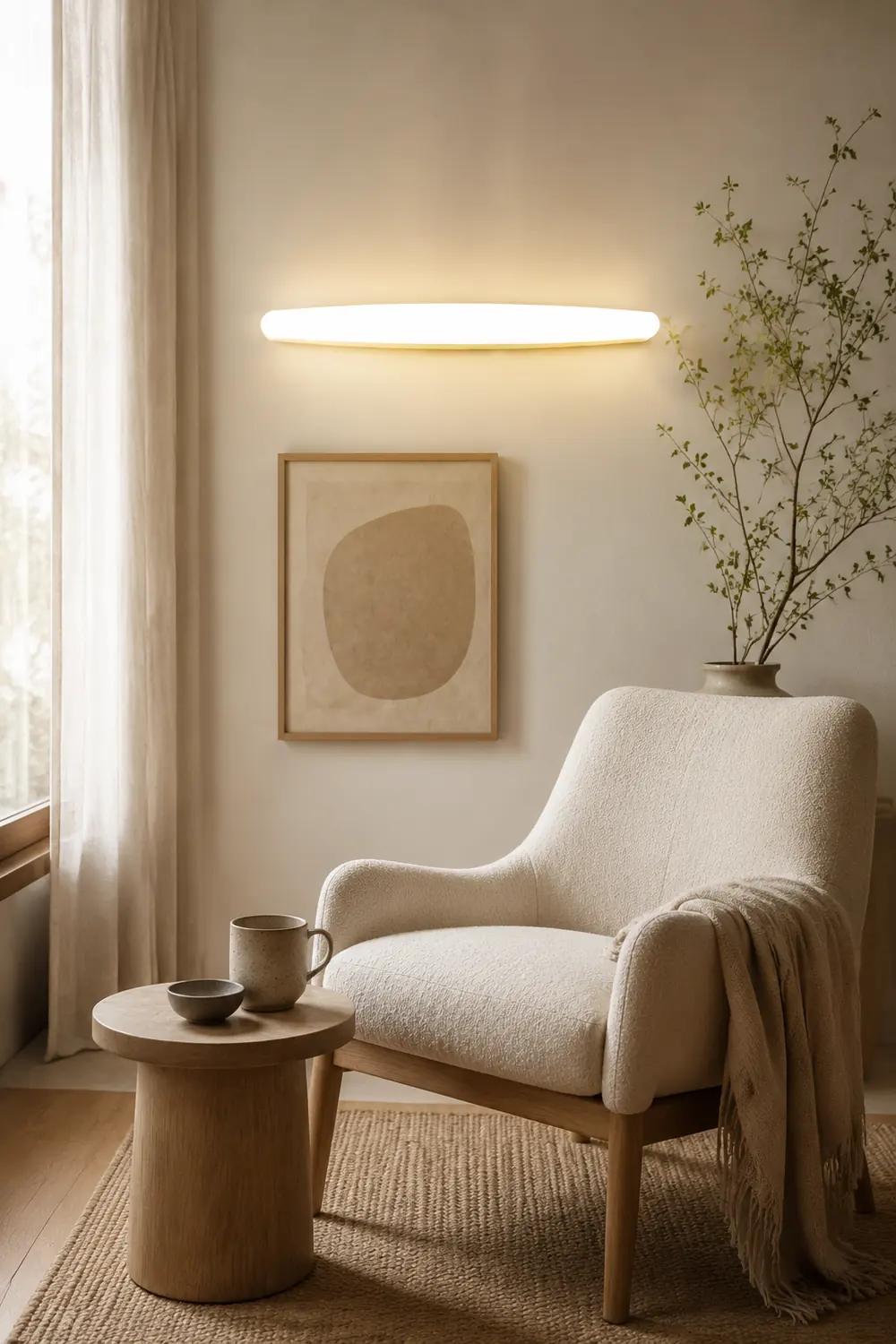 Edge Ovale weiße Spiegelfront Eitelkeit Wandleuchte, 60CM Lang - Lumpaz