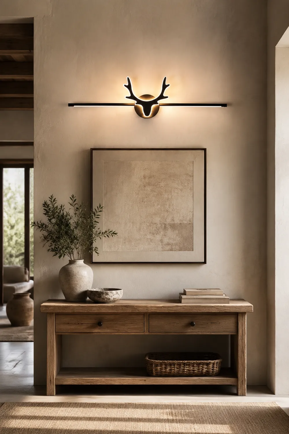 Leigh Geweihe Spiegelfront Waschtisch-Wandleuchte, Metall, 40/60/80CM Lang - Lumpaz
