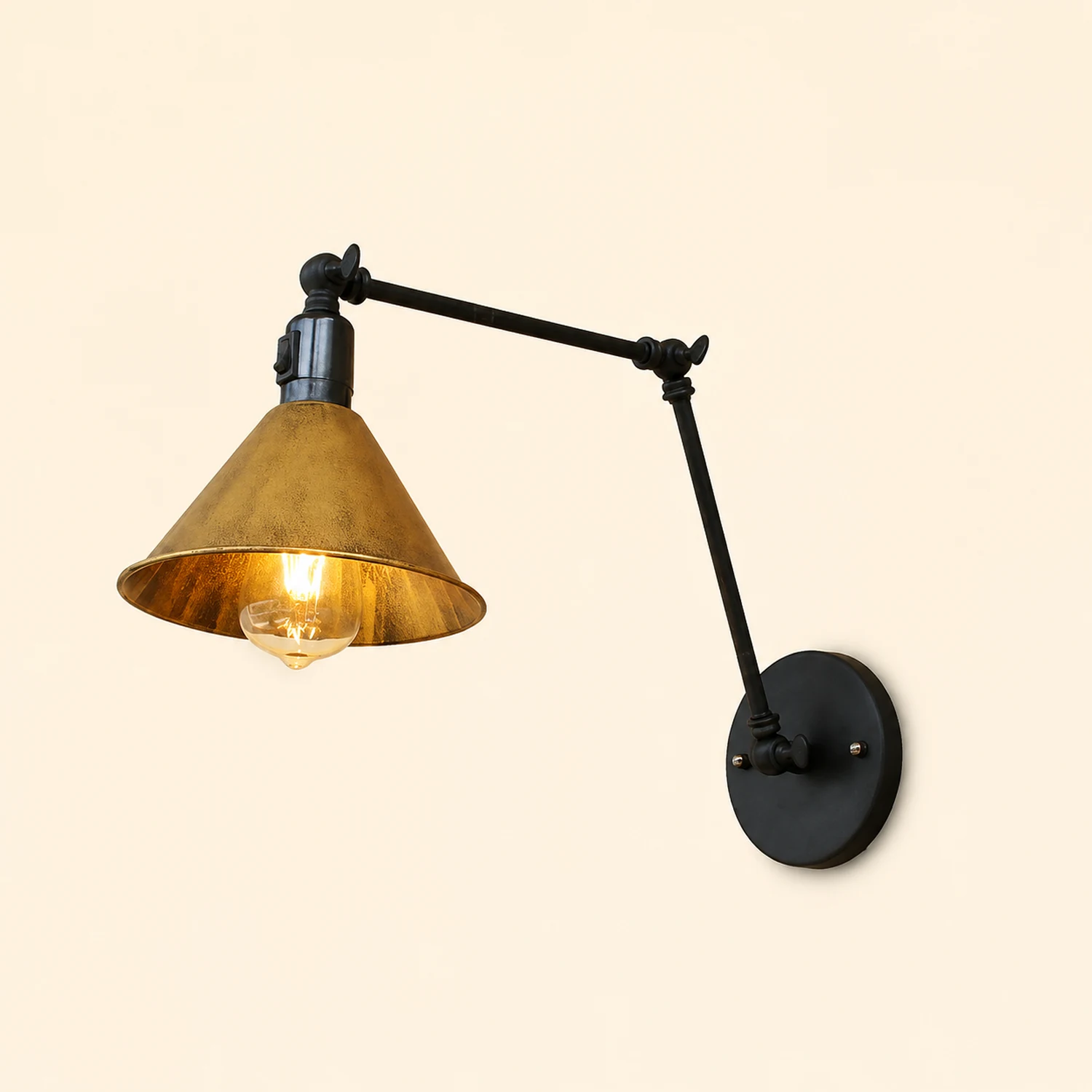Brady Verstellbare Wandleuchte Vintage Metallic, Messing, 18CM Lang - Lumpaz
