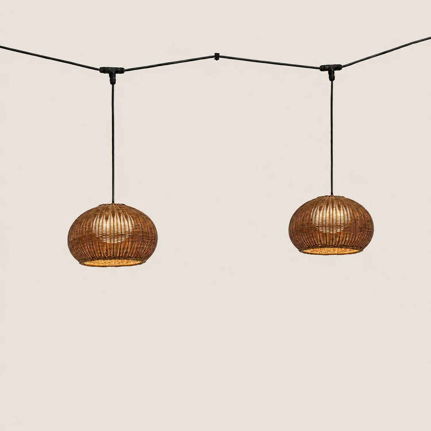 Ritta Außenpendelleuchte, Bambus, 16/38CM Lang - Lumpaz