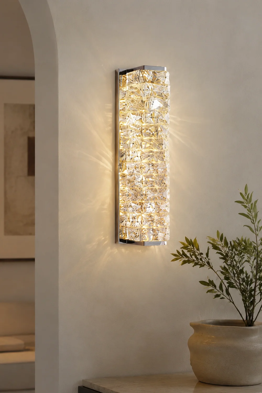Kristy Spiegelfront Waschtisch-Wandleuchte, Kristall und Metall, 25/47/60CM Lang - Lumpaz