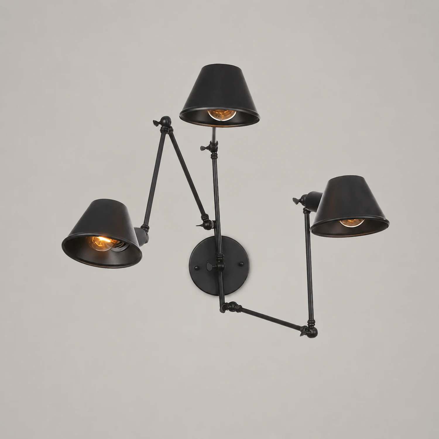 Brady Verstellbare schwarze Wandleuchte, 2/3 flammig, 10CM Lang - Lumpaz
