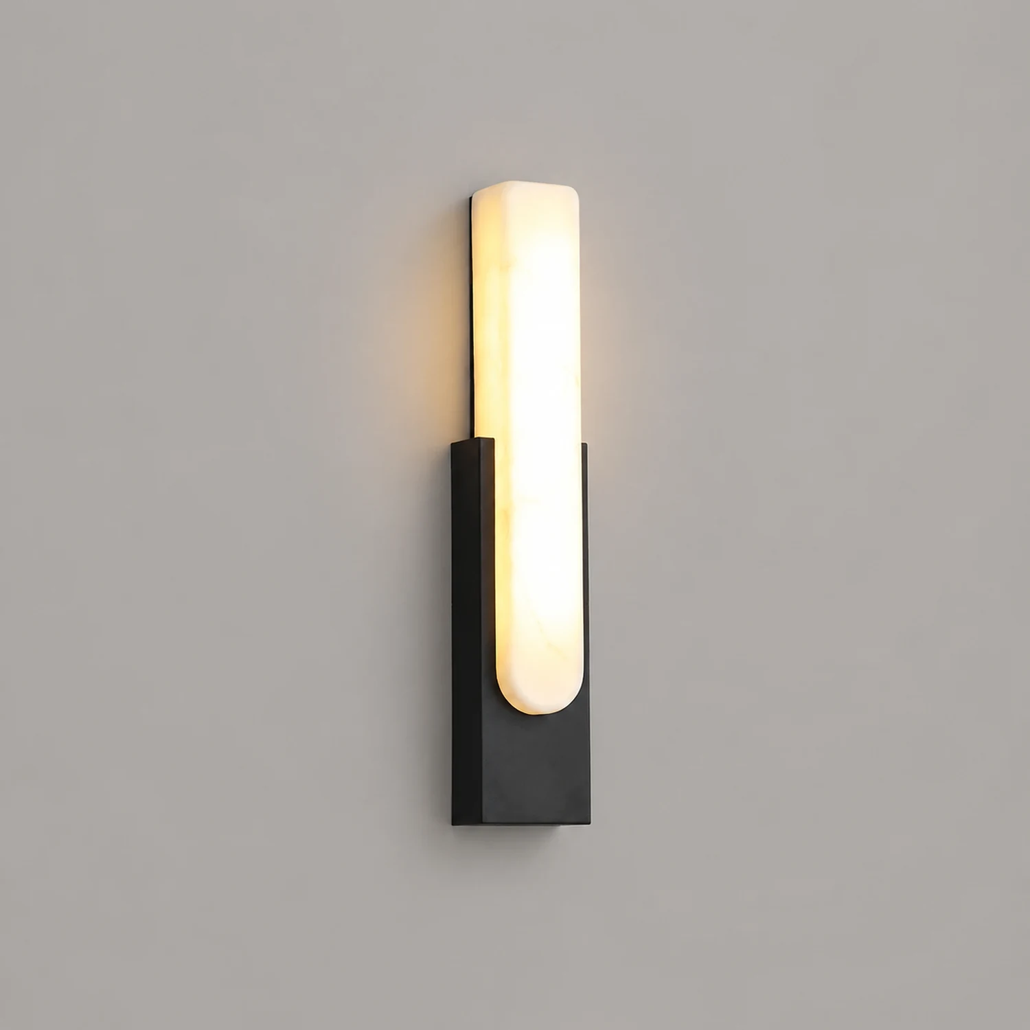 Chan Rechteckige Wandleuchte, Dolomit & Metall, 50CM Lang - Lumpaz