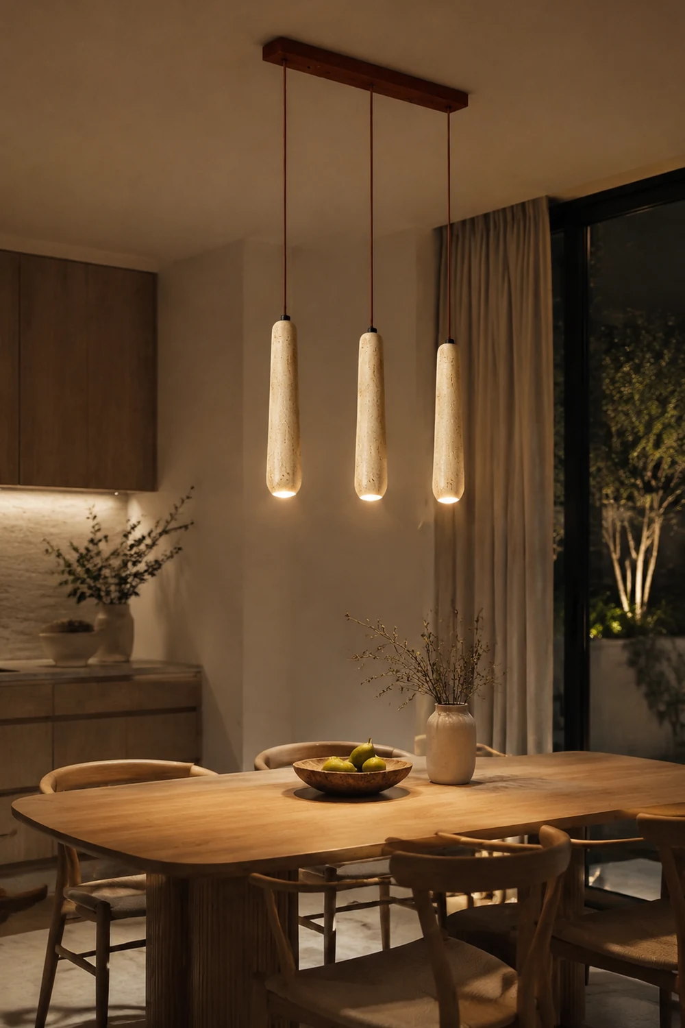 Ozawa Pendelleuchte, Cluster, Holz & Stein, 1/2/3-flammig - Lumpaz