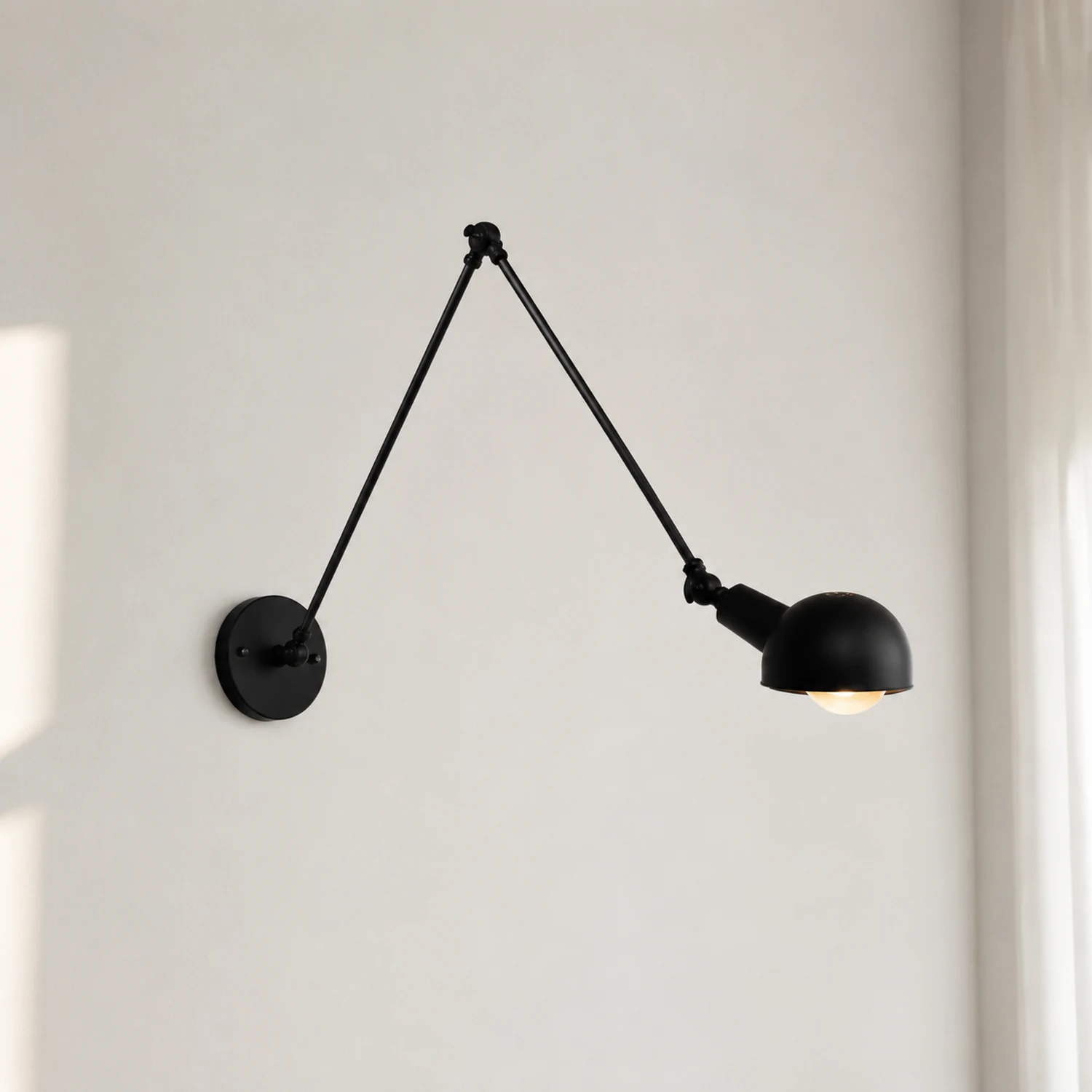 Brady Schwarze verstellbare Wandleuchte, 25/30/36/41/50CM Lang - Lumpaz