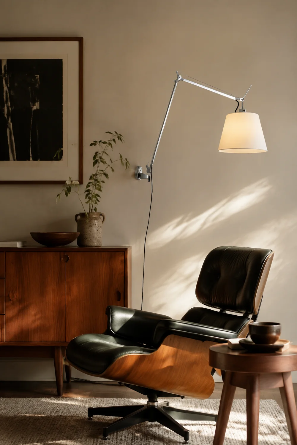 Brady Silberne Verstellbare Wandleuchte, Metall & Textil - Lumpaz