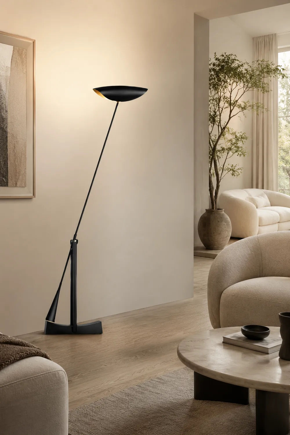 Carins Lineare Schwarze & Goldene Stehleuchte, 150CM Lang - Lumpaz