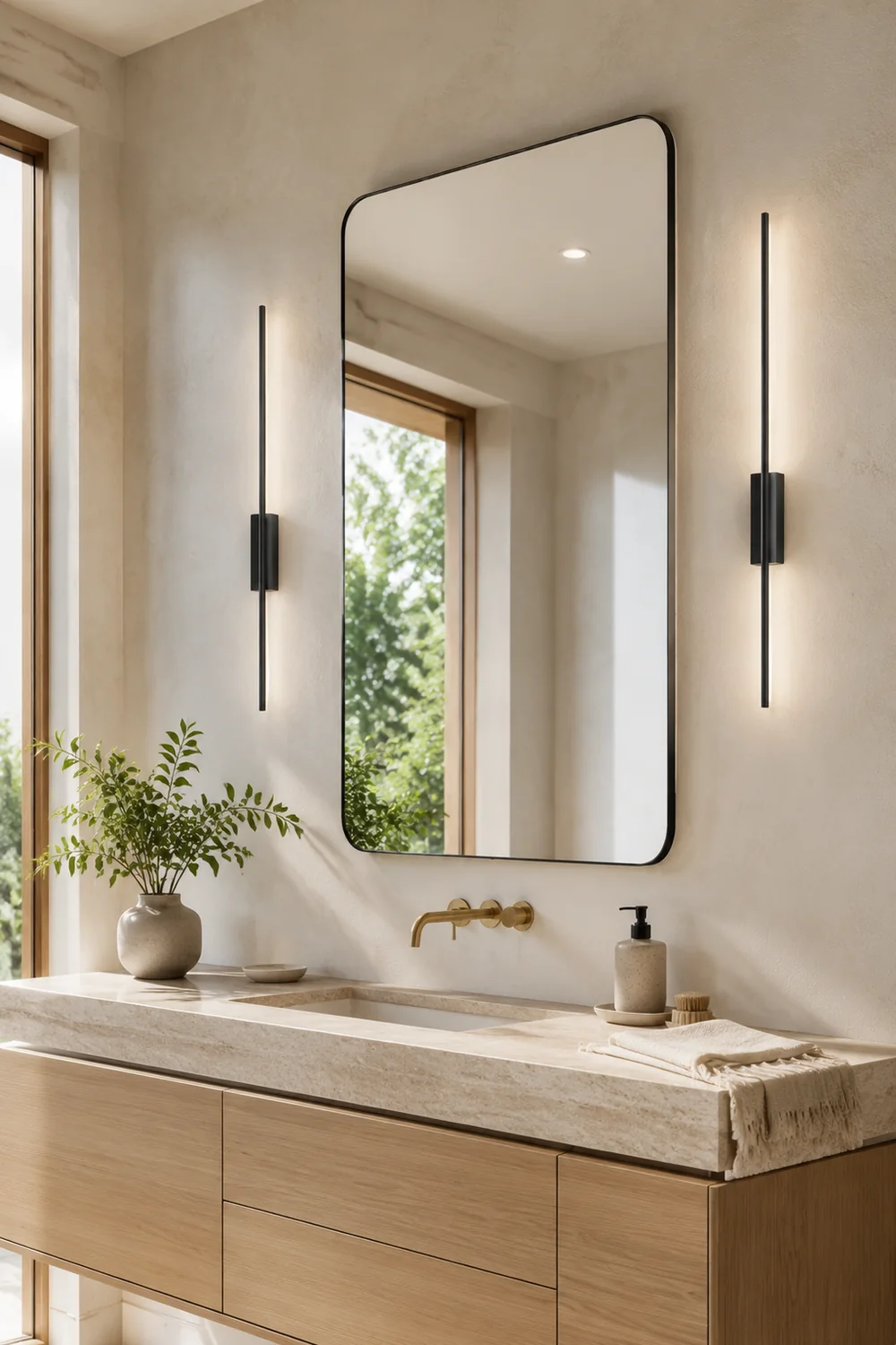 Edge Lineare Spiegelfront Waschtisch-Wandleuchte, 2 Farben & Stile, 61/80/100/120CM Lang - Lumpaz