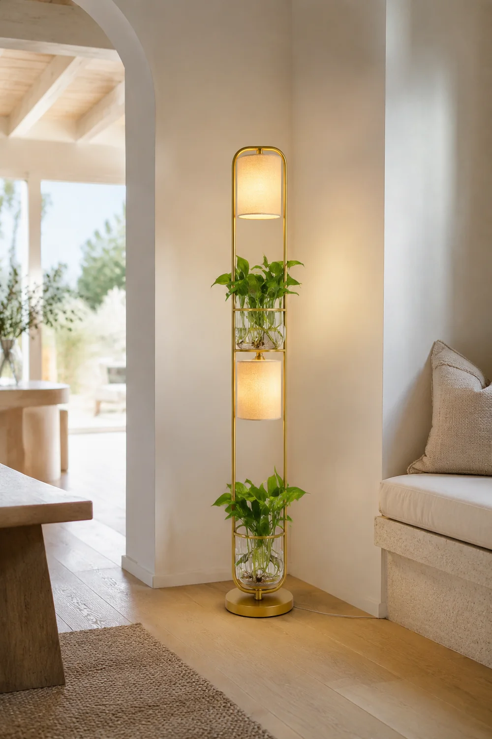 Eryn Zylinder Stehlampe Mit Blumentopf, 2-flammig, 125CM Lang - Lumpaz