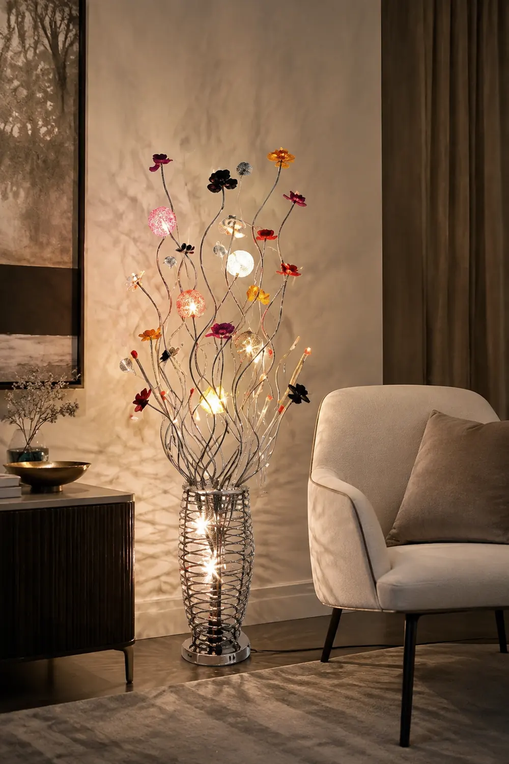 Bella Blumenvase Silberne Stehlampe, 150CM Lang - Lumpaz
