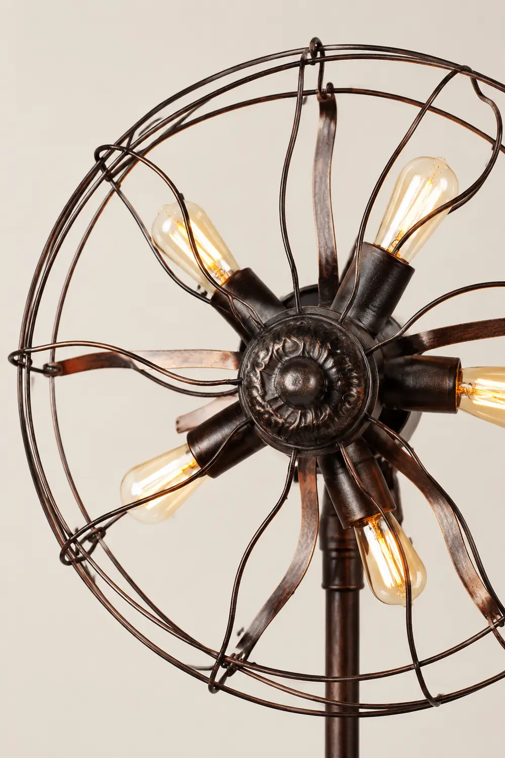 Alessio Ventilator-Design Braune Stehlampe, Metall, 142CM Lang - Lumpaz
