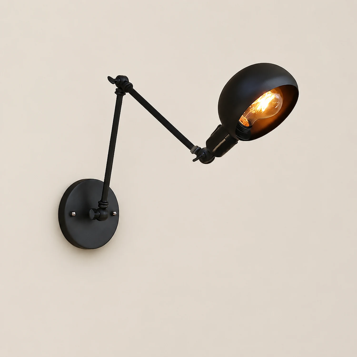 Brady Schwarze verstellbare Wandleuchte, Metall - Lumpaz