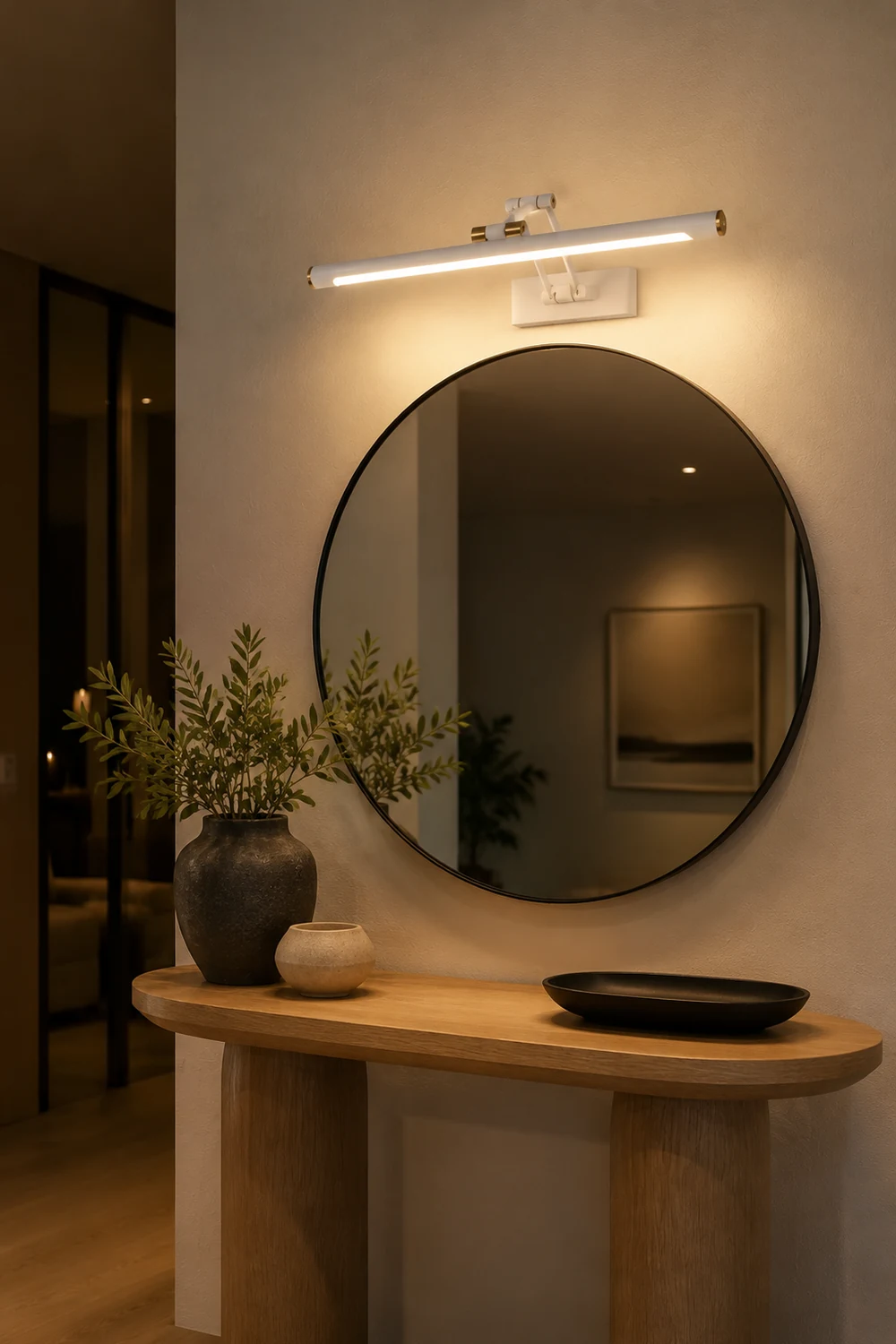 Edge Verstellbare Spiegelfront Waschtisch-Wandleuchte, 2 Farben, Metall, 43/58/74CM Lang - Lumpaz