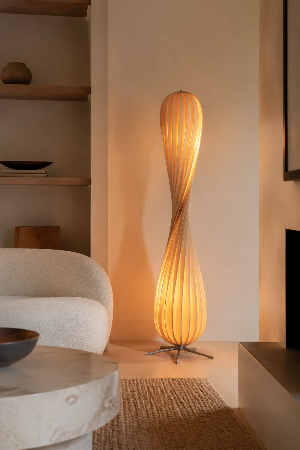 Ozawa Verdrehte Stehleuchte, Holz, 112/144CM Lang - Lumpaz