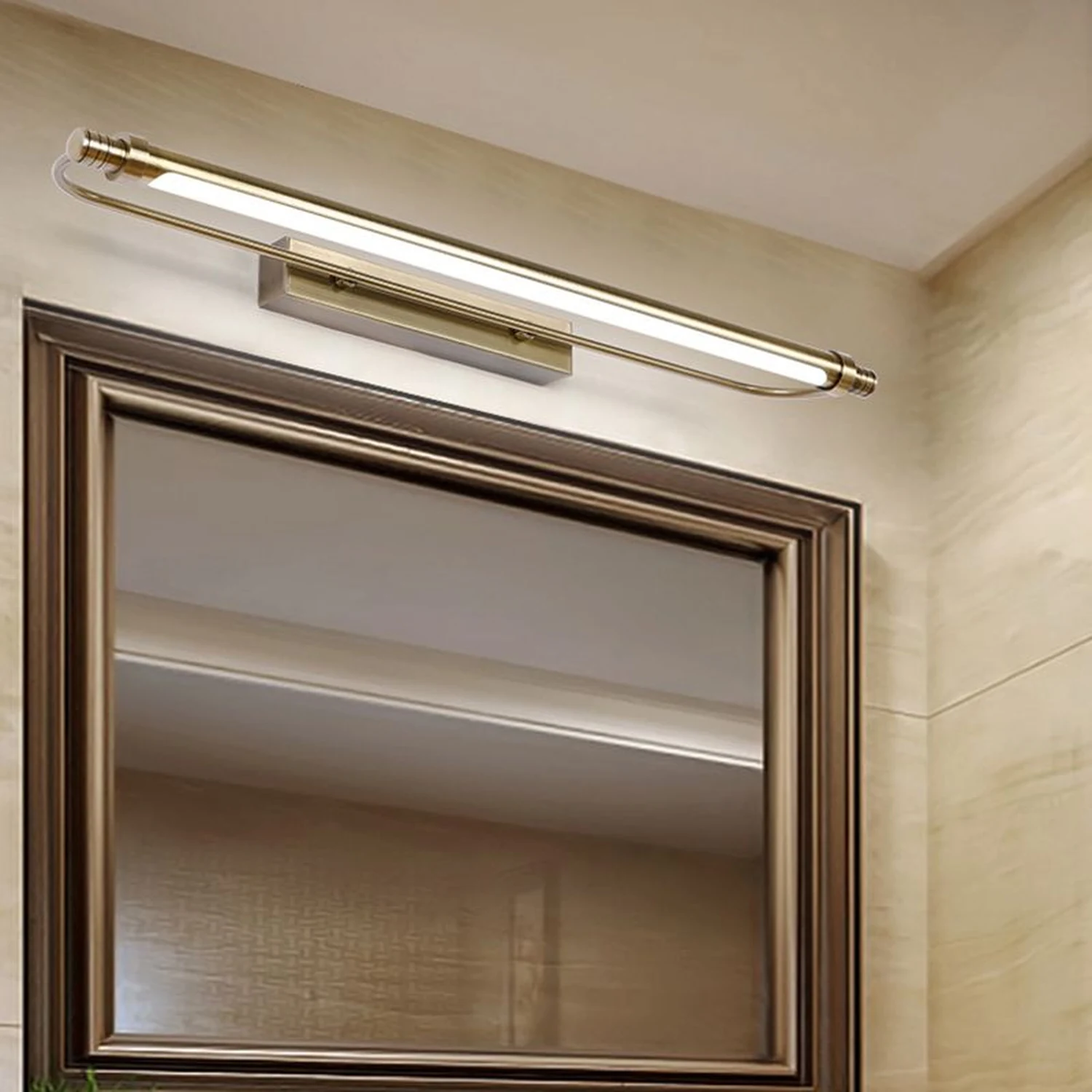 Leigh Minimalist Spiegelfront Waschtisch-Wandleuchte, Metall, 40/53/67CM Lang - Lumpaz