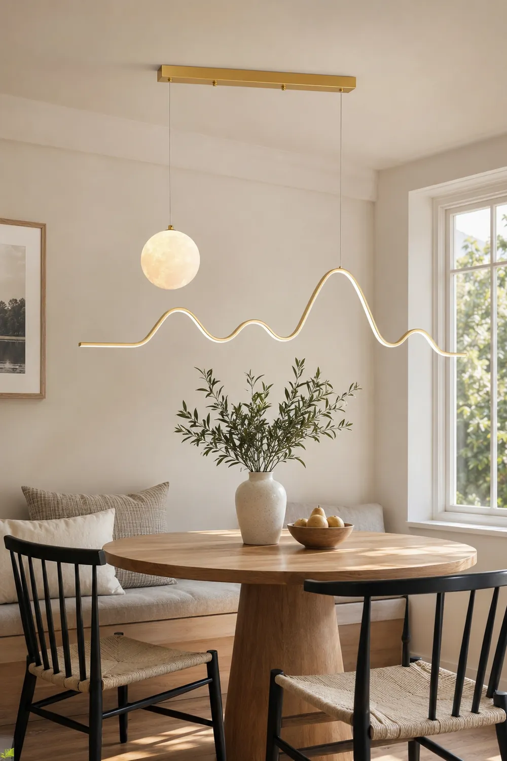 Pendelleuchte Wellenförmig & Mondförmig, 3 Farben, 120CM Lang - Lumpaz
