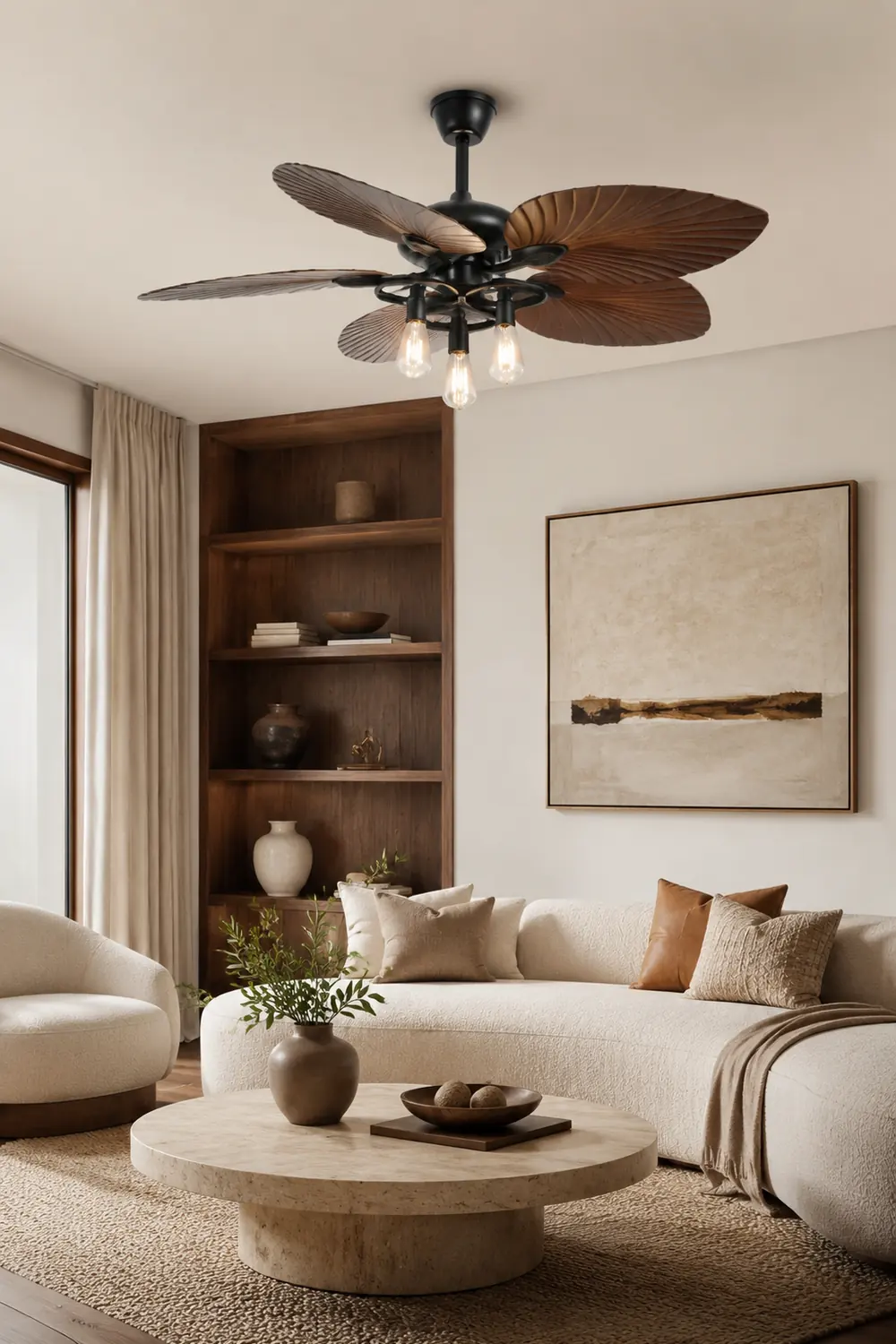 Ross 5-Blatt-Deckenventilator mit Beleuchtung/ w Laterne, 1/3/5 -flammig, ∅132CM - Lumpaz