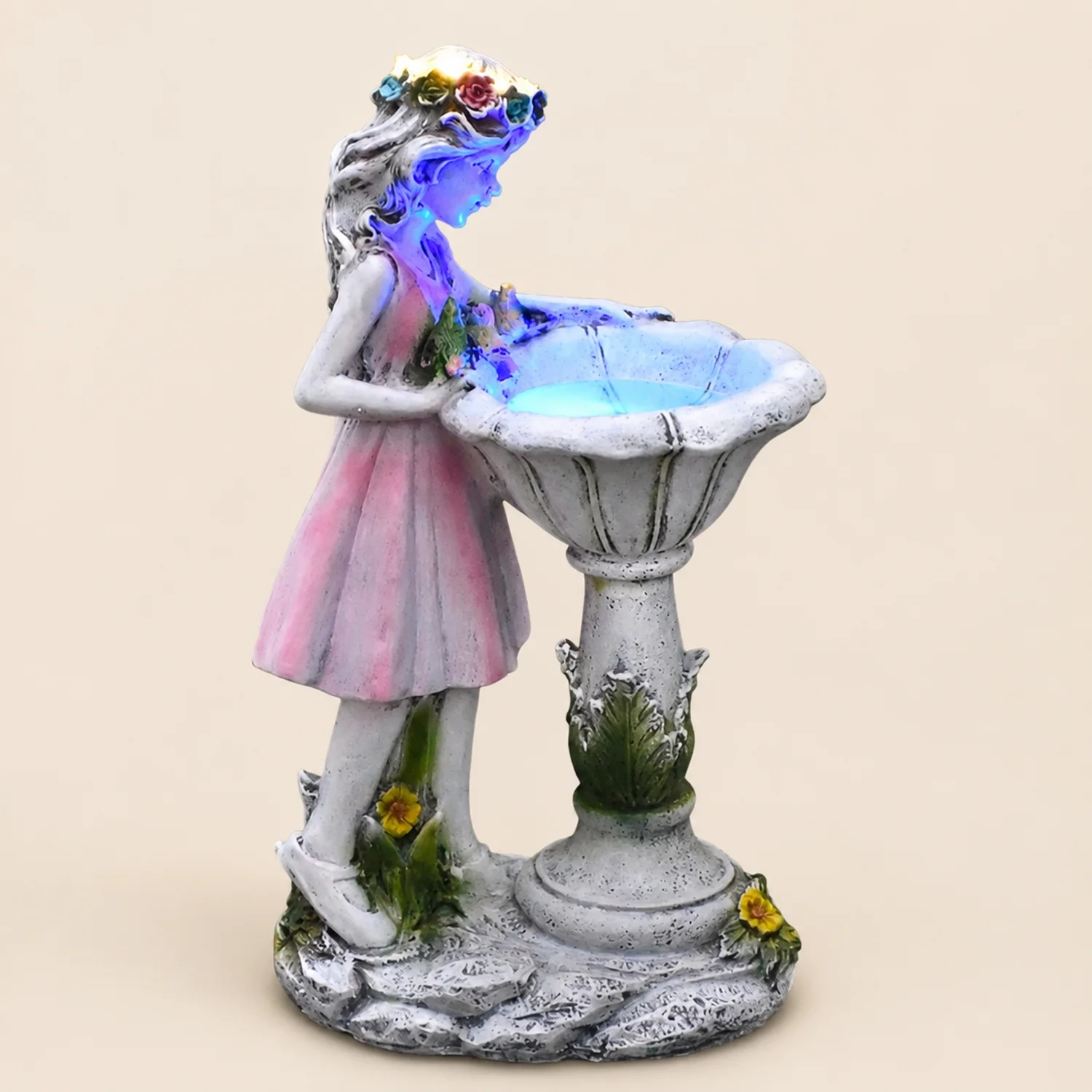 Minori Außenstehleuchte Feenmädchen Rosa Solarenergie, 28CM lang - Lumpaz