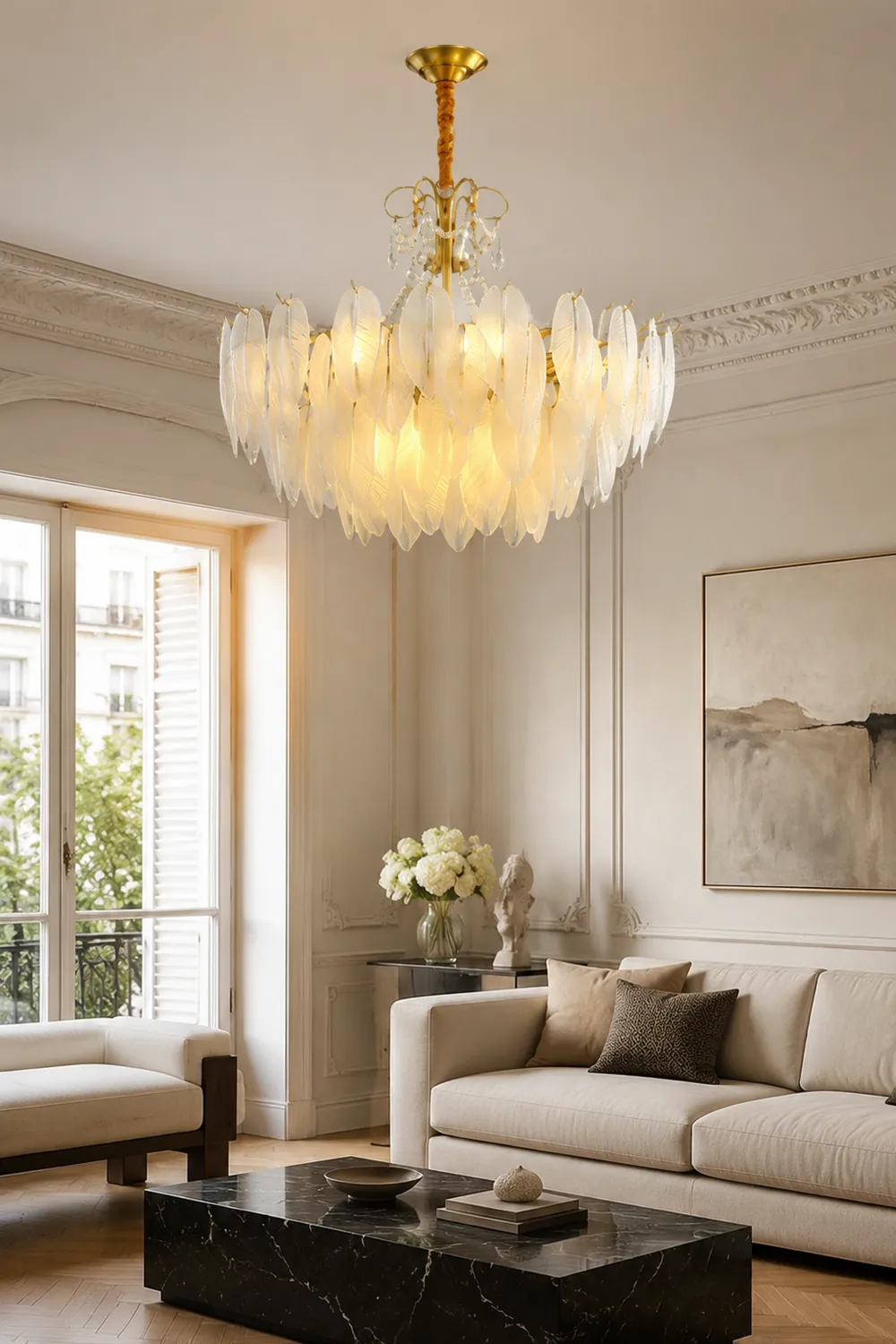 Kirsten Kronleuchter Perle Farbe Schaltbar Metall & Glas, ∅50/60/80CM - Lumpaz