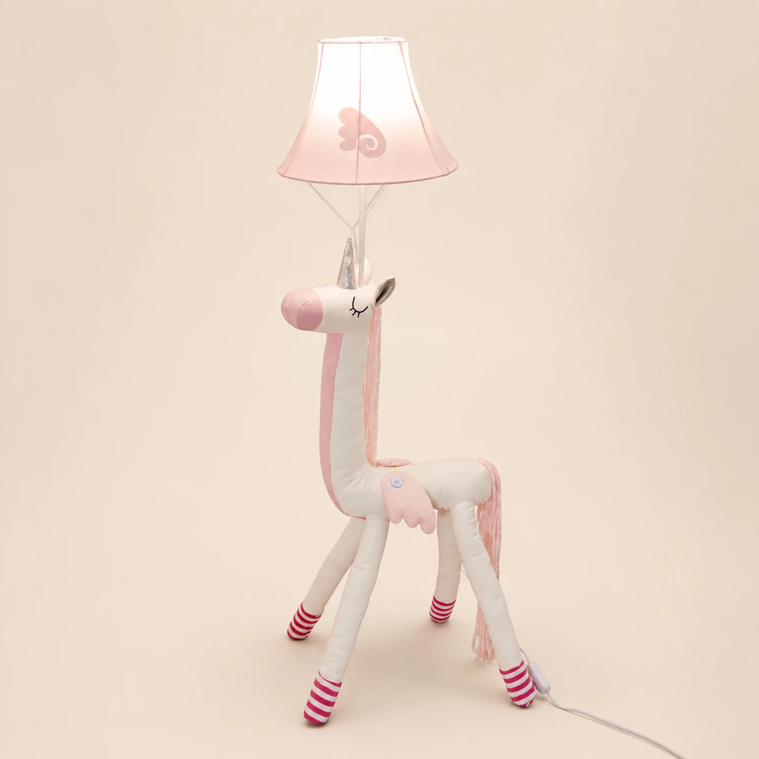 Minori Plüsche Stehleuchte in Einhornform, Metall, 130CM Lang - Lumpaz