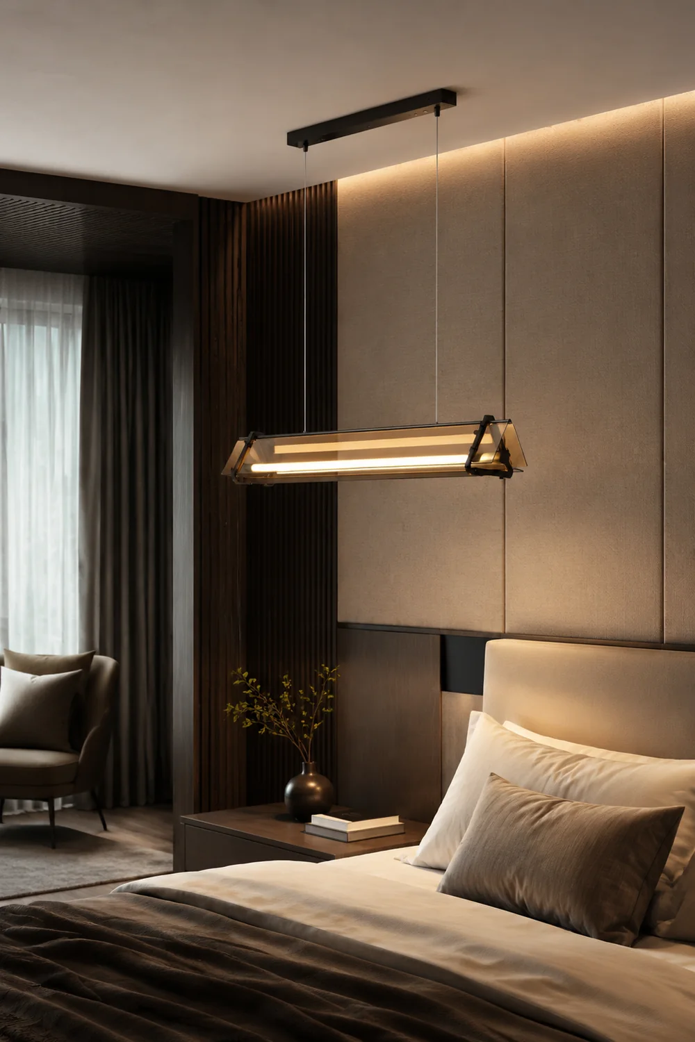 Edge Industrielle Dreieckige Pendelleuchte, Metall & Glas - Lumpaz