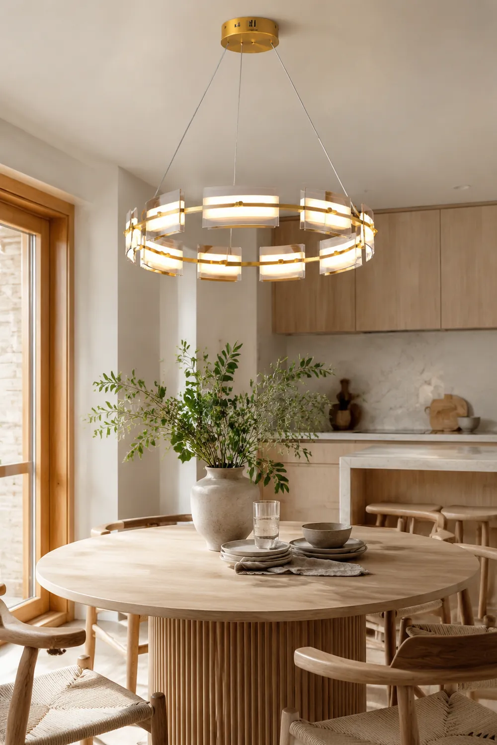 Evette Pendelleuchte 2 Farbe Fernsteuerung 1/2 Ring Kupfer& Glas, 9/12/15 -flammig - Lumpaz