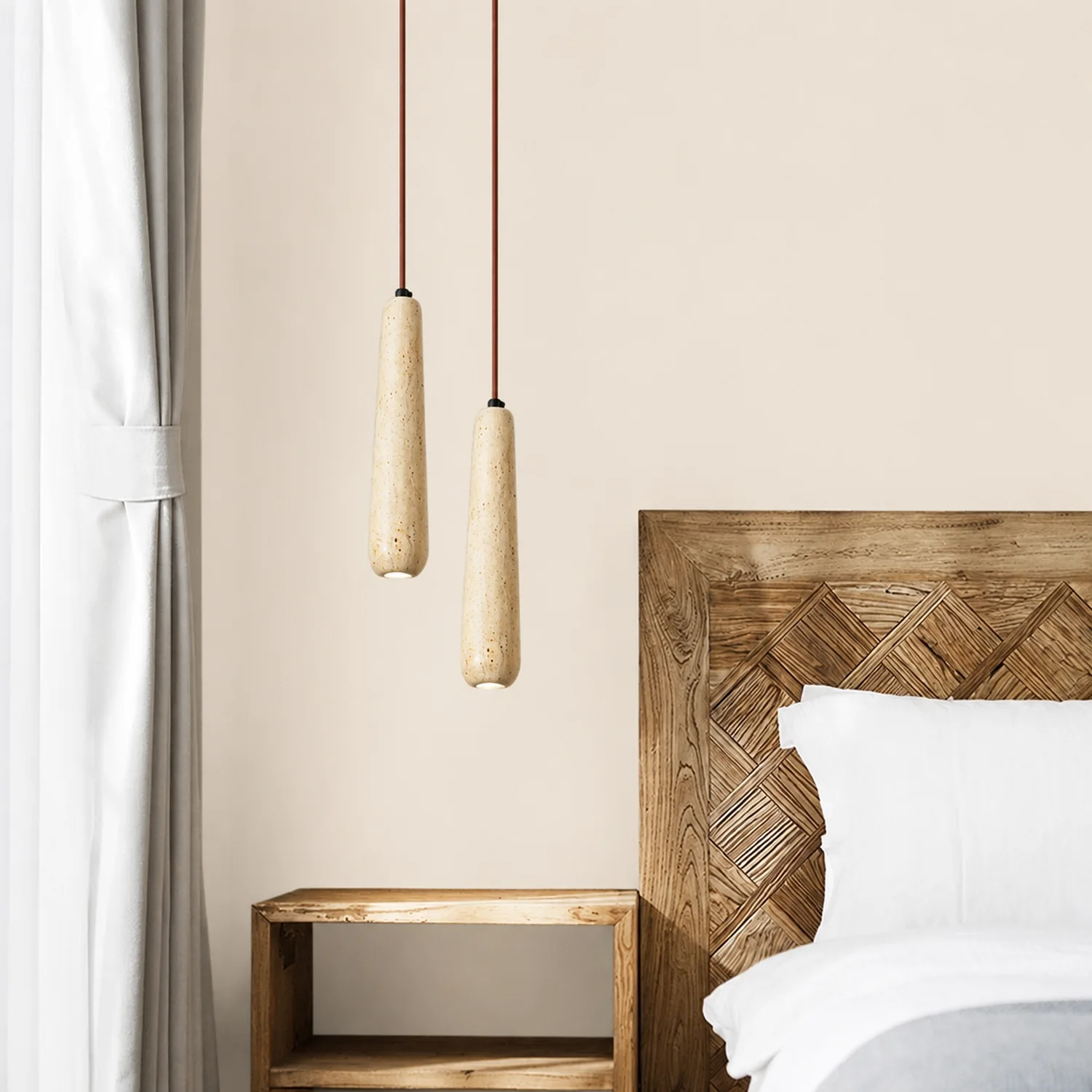 Ozawa Pendelleuchte, Cluster, Holz & Stein, 1/2/3-flammig - Lumpaz