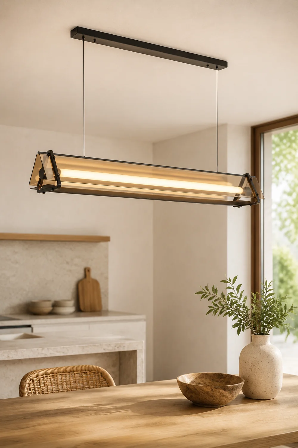Edge Industrielle Dreieckige Pendelleuchte, Metall & Glas - Lumpaz