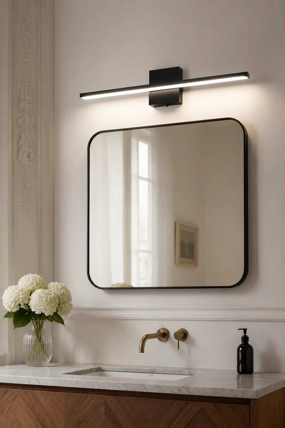 Edge Spiegelfront Waschtisch-Wandleuchte, Quadratisch & Linear, Metall, 40CM Lang - Lumpaz
