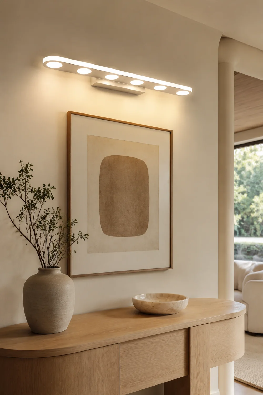 Leigh Ovale Weiße Spiegelfront Eitelkeit Wandleuchte, 41/58CM Lang - Lumpaz