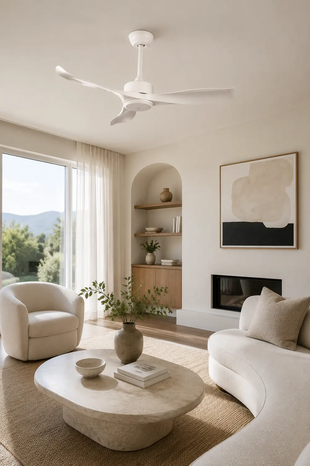 Haydn Weißer 3-Blatt-Deckenventilator, Metall & ABS, ∅132CM - Lumpaz